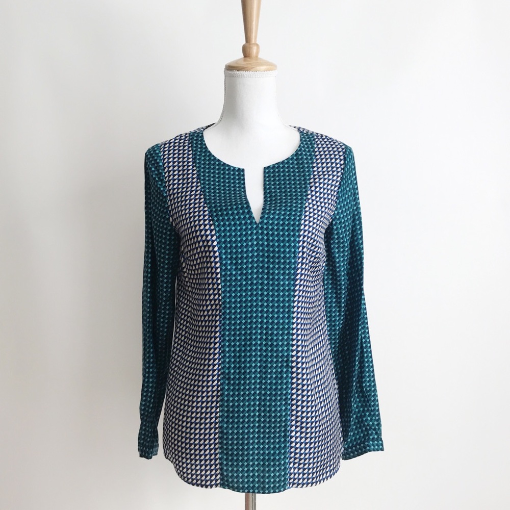 Boden Abstract Print Popover Blouse Size 6R